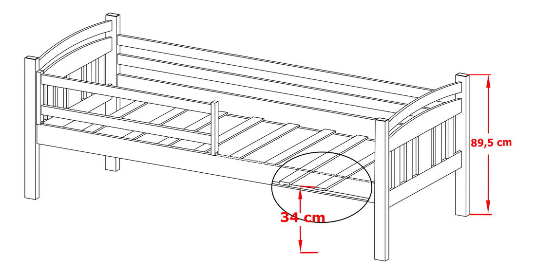 Dětská postel 90 cm Kayla (s roštem a úl. prostorem) (grafit)