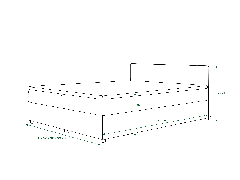 Manželská postel Boxspring 160 cm Linda Comfort (vzor + světle hnědá) (s matrací a úložným prostorem)