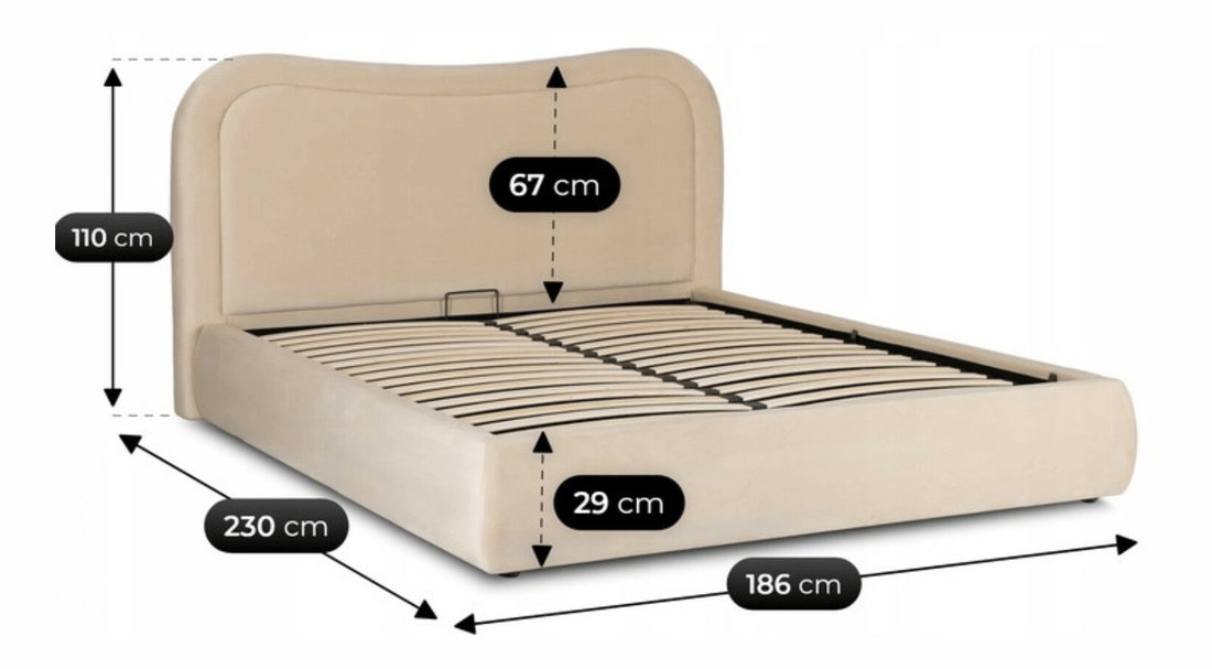Manželská postel 160 cm Hajda (krémová) (s roštem) (s úl. prostorem)