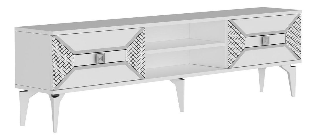 TV stolek/skříňka Velono (bílá + stříbrná)