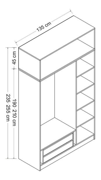 Šatní skříň Kalia 235 (bílá)