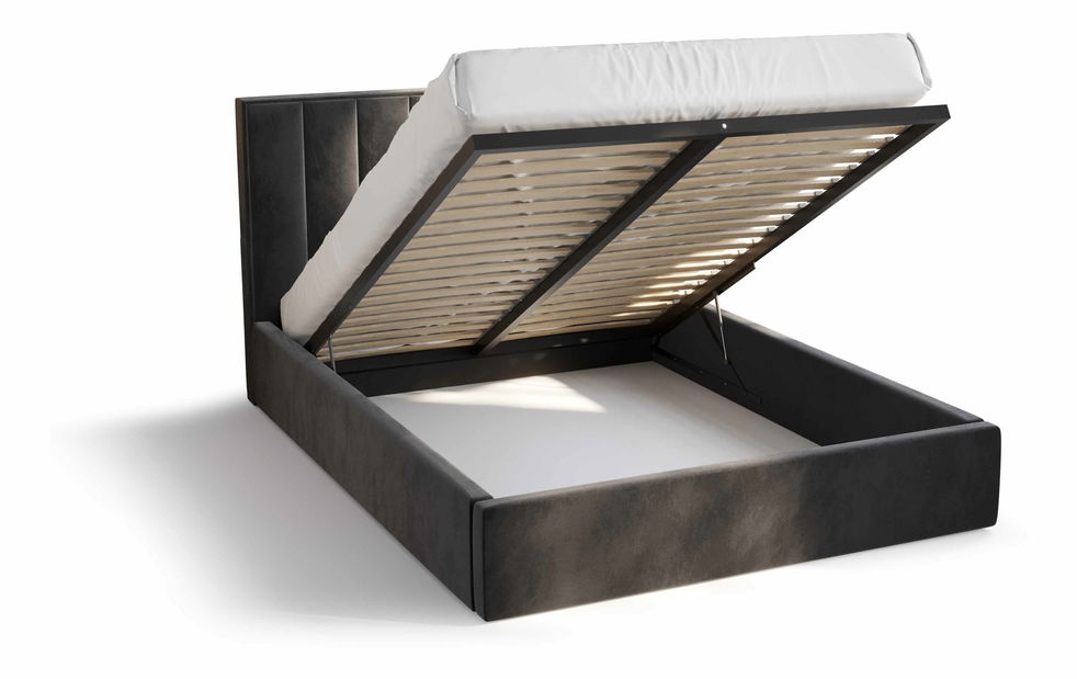 Manželská postel 160 cm Ocie (béžová) (s roštem a úložným prostorem)