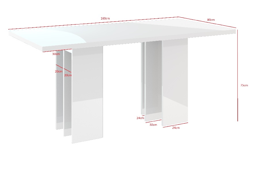 Jídelní stůl Marabo (lesk bílý) (pro 6 osob)
