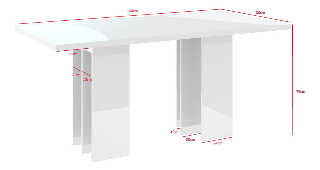 Jídelní stůl Marabo (lesk bílý) (pro 6 osob)