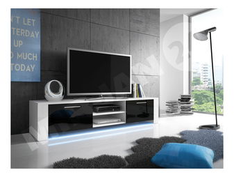 TV skříňka/stolek Clea IX (bílá + černá lesklá)