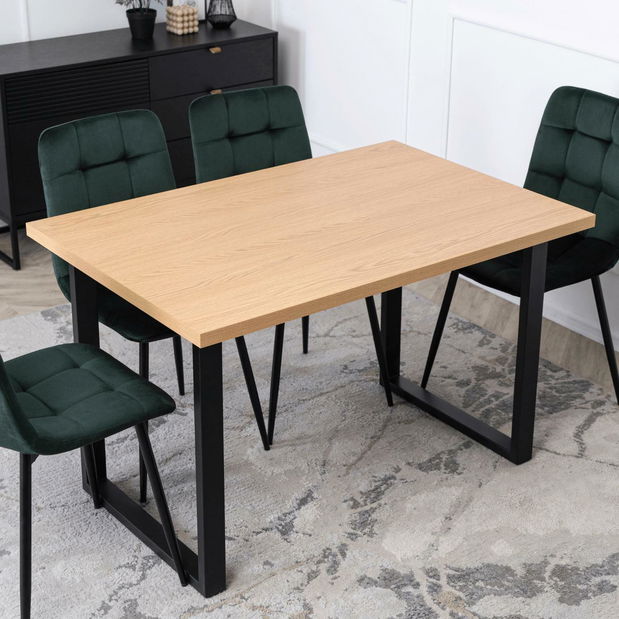 Jídelní stůl Varon (dub + černá) (pro 6 osob)