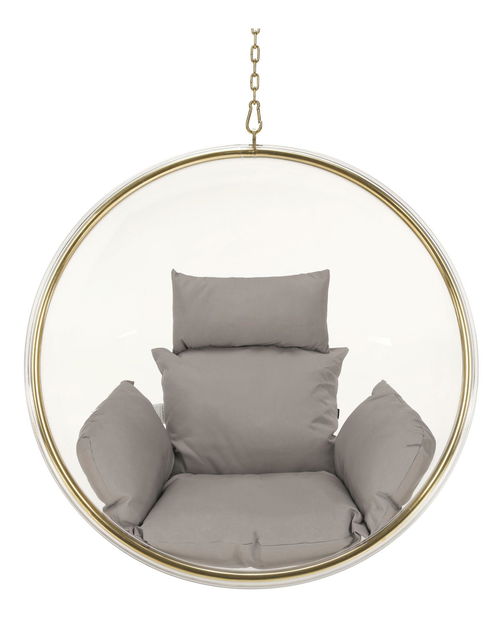Závěsné houpací křeslo Belgica 1 (transparentní + zlatá + šedá)