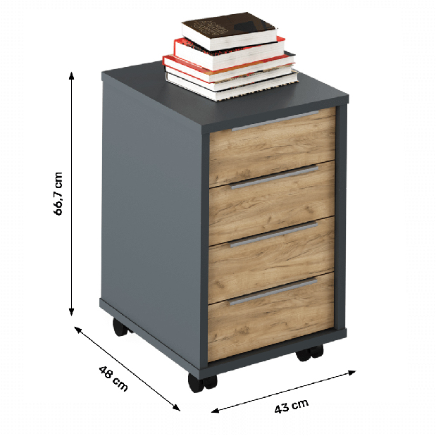 Kancelářský kontejner Hamila NEW TYP 14 (grafit + dub artisan)