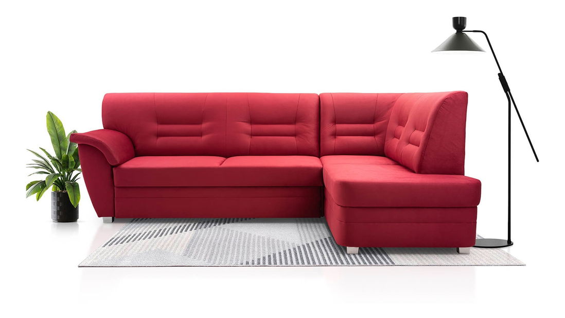 Rohová sedací souprava Janeen (tmavě červená) (P)
