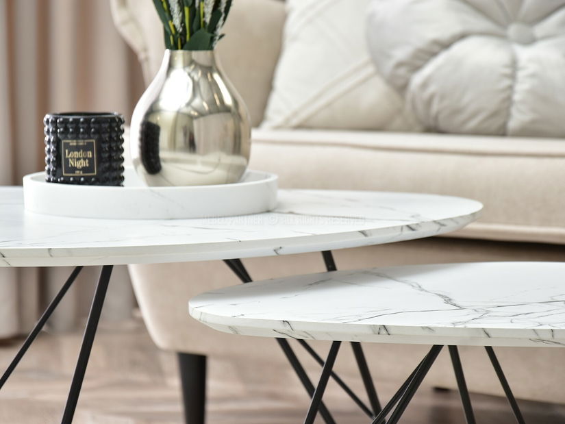 Konferenční stolek Rave Zest Xl (bílý mramor + černá)