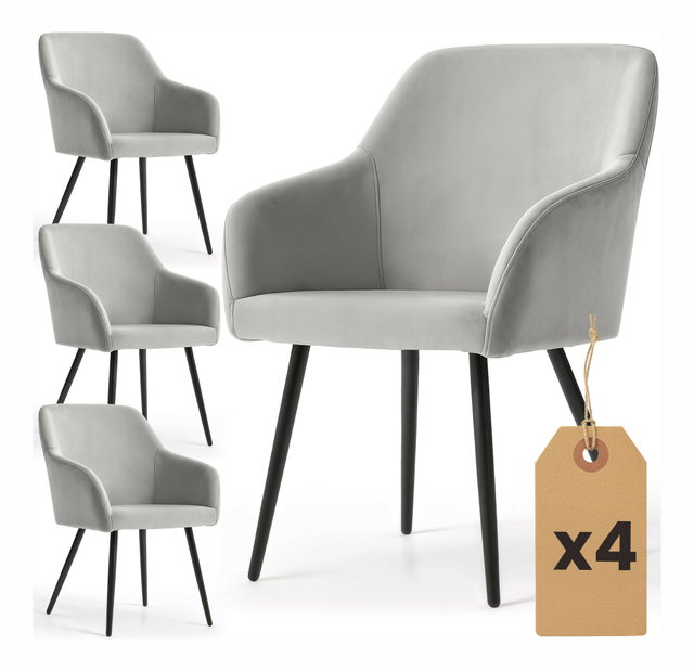 Set 4 ks jídelních židlí Exello (šedá + černá)