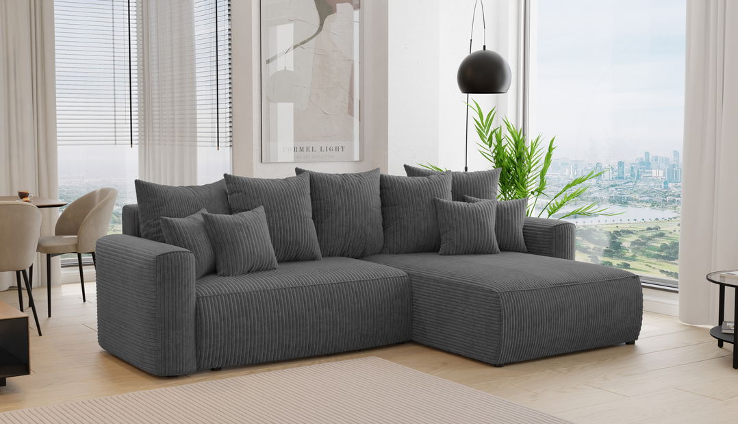 Rohová sedačka Baria (P) (tmavě šedá)