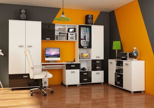 Studentský pokoj Solomon 1 (bílý + černý lesk)