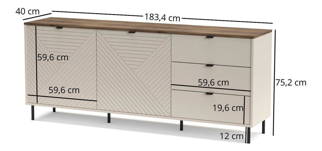 Komoda Eliminados (kašmír + dub castello)