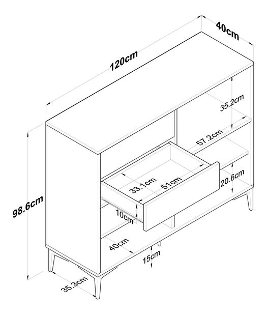 Komoda Jenaretta 166 (bílá + ořech)