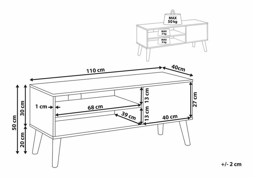 TV stolek/skříňka VALON (tmavé dřevo)