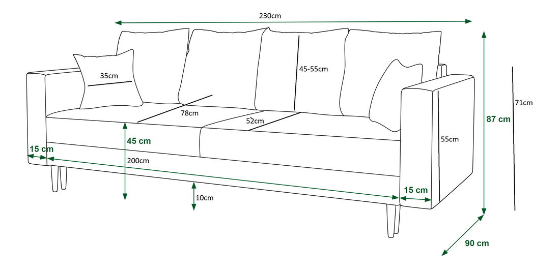 Pohovka třísedačka Kinetic (mátová)