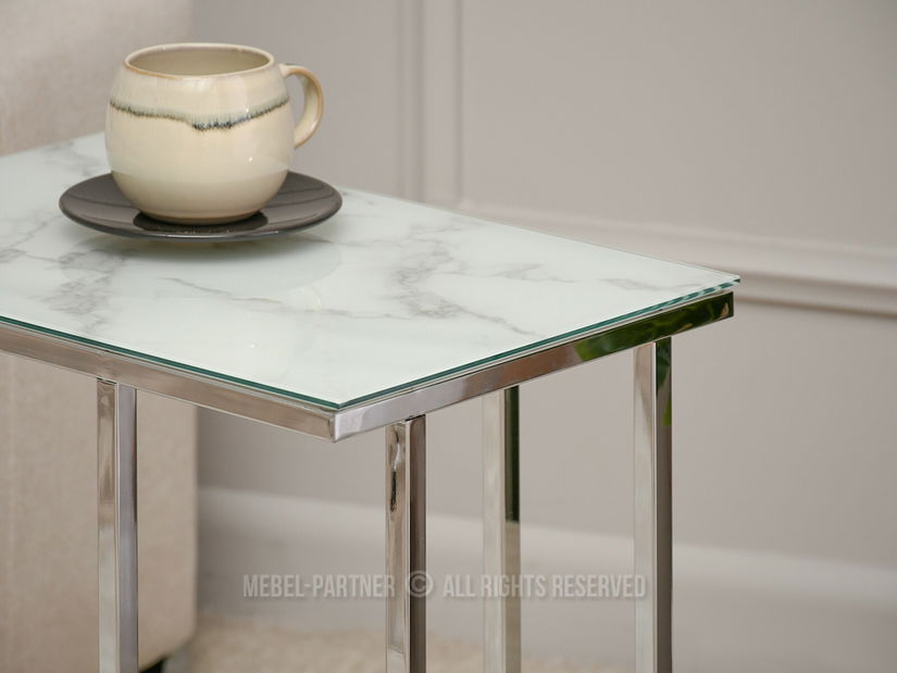 Konferenční stolek Vasho (bílá + chromová)