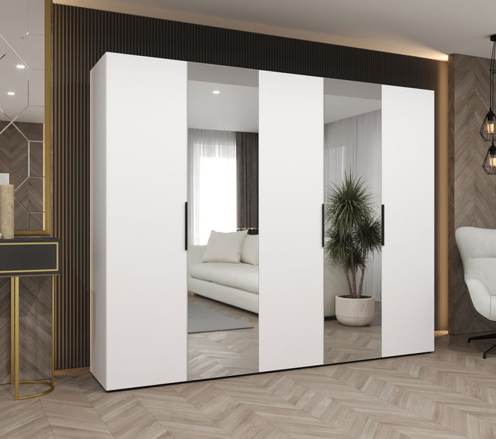 Šatní skříň 250 cm Mirabella 2 (bílá + černá)