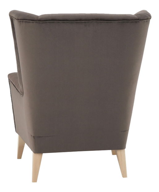 Křeslo ušák Royse Paros 04 (šedohnědá taupe + buk)