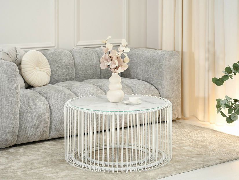 Konferenční stolek Nando (mramor + bílá)