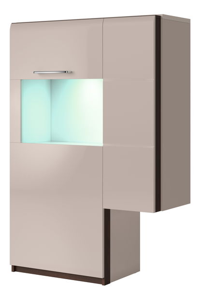 Vitrína Melia Typ 34 (šedá písková + dub sonoma tmavá + šedý pískový lesk)