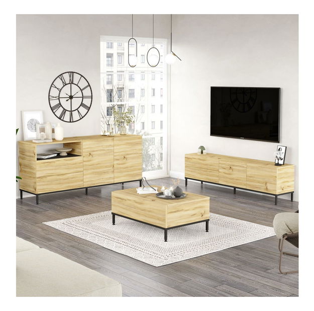 Souprava nábytku do obývacího pokoje Levoretta 36 (dub + černá)