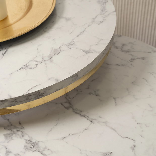 Set 2 konferenčních stolků Oponia (mramor + zlatá)