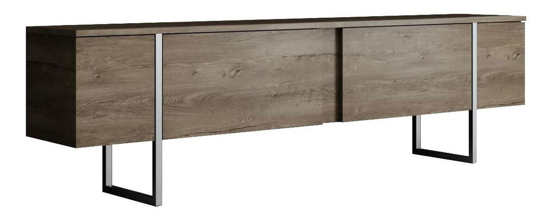 TV stolek/skříňka Luna (ořech + stříbrná)