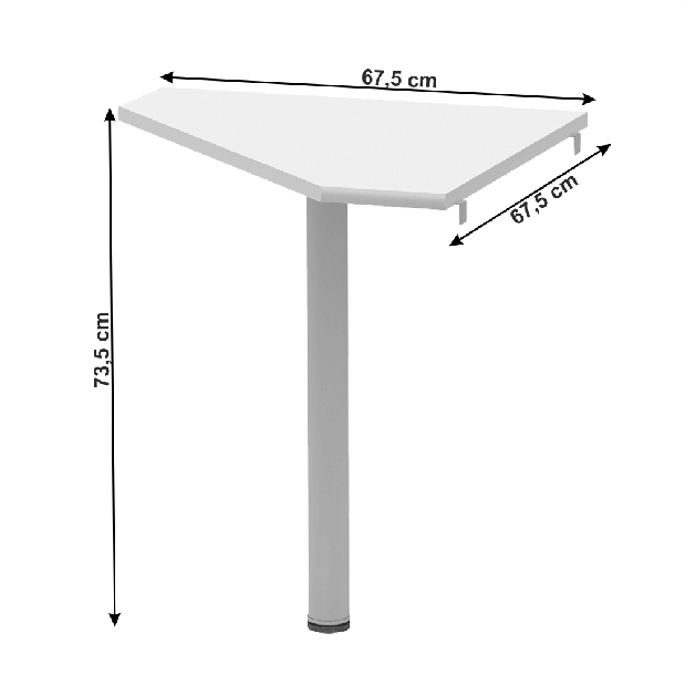 Rohový stolek Hansa 2 NEW 06 (bílá + kov)