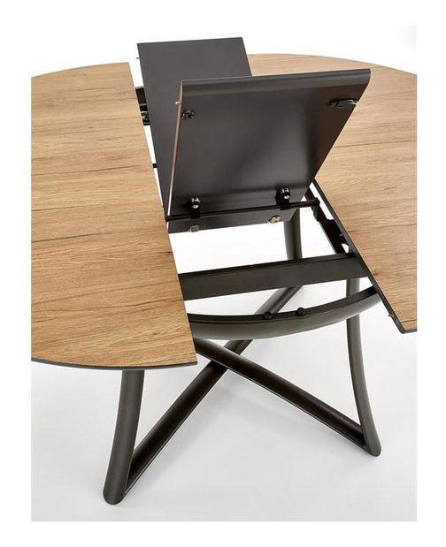 Rozkládací jídelní stůl 118-140 cm Marya (přírodní dřevo + černá) (pro 4 6 osob)