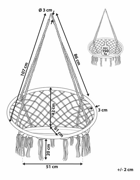 Závěsné křeslo Gideon (bílá)