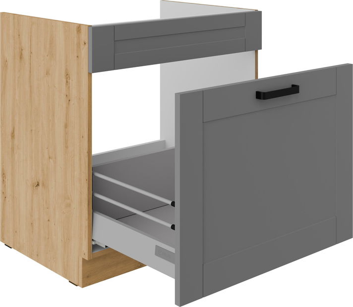 Dolní kuchyňská skříňka pod dřez Lucid 80 ZL 1S BB (korpus: dub artisan + front: mdf dustgrey)