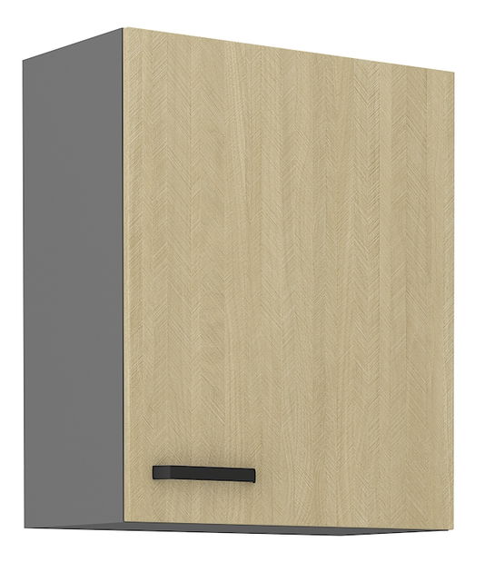Horní kuchyňská skříňka Scarmi 60 G-72 1F (Antracit + Herringbone scandi)