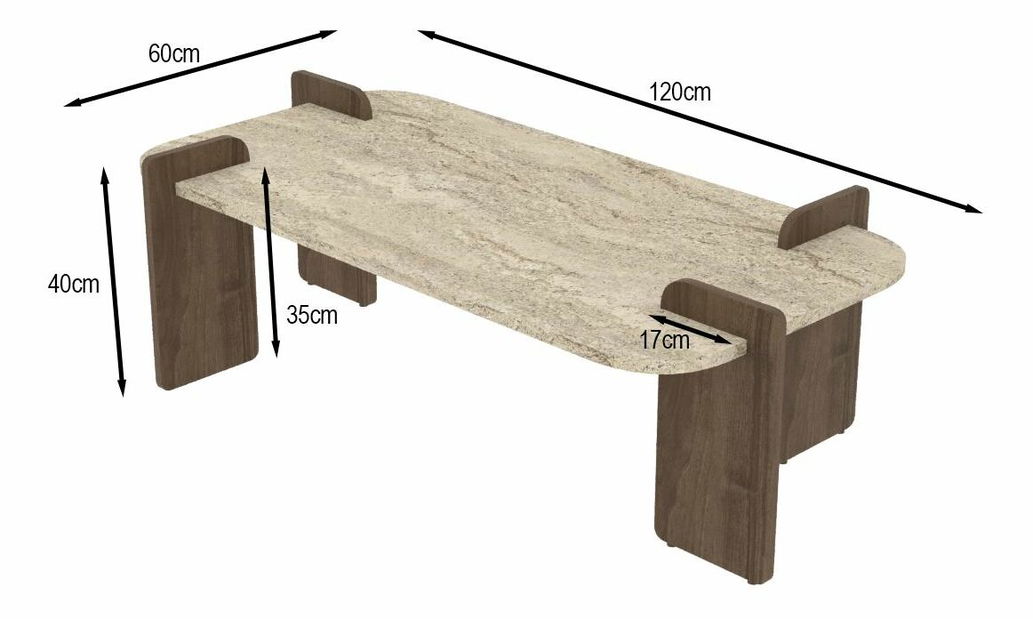 Konferenční stolek Leap (travertin + ořech)