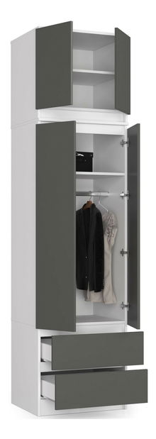 Nadstavba na skříň Sashka II (bílá + šedá)