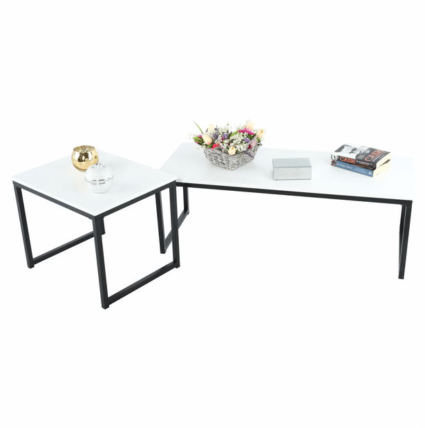 Set 2 ks konferenčních stolků Kastty typ 2 (bílá + černá)