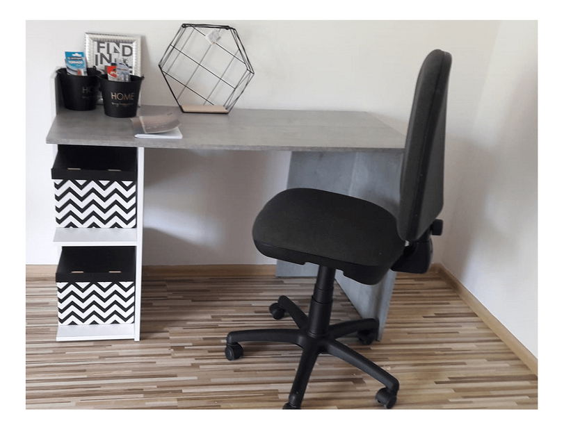 PC stolek Adrean (beton + bílá)