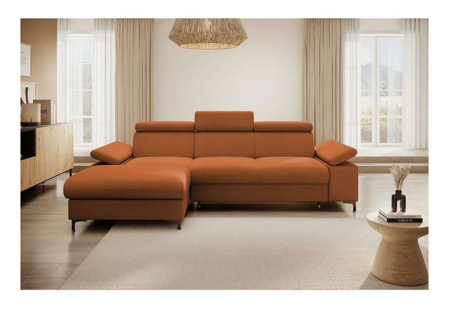 Rohová sedací souprava Miles (L) (měděná + černá)