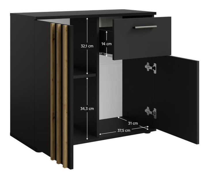 Komoda Tullin 4 (černá + dub artisan)