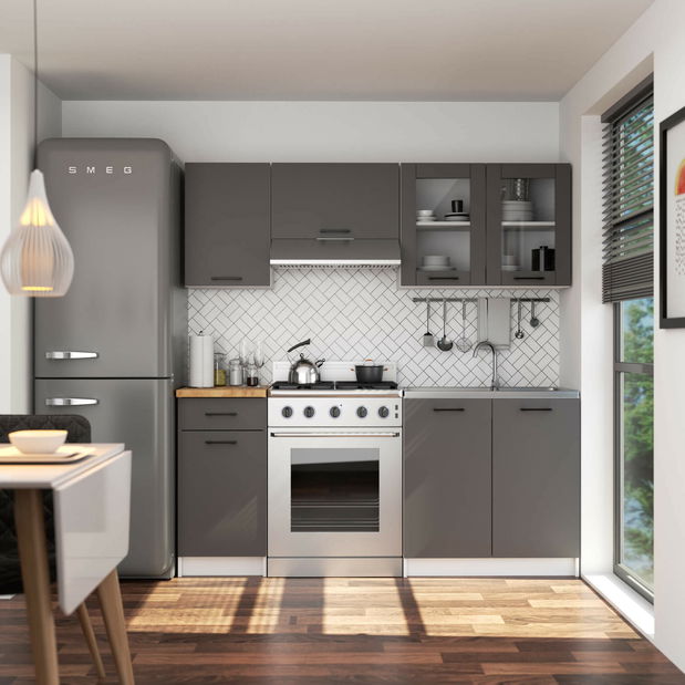 Horní kuchyňská vitrína Organo 580 (bílá + grafit)