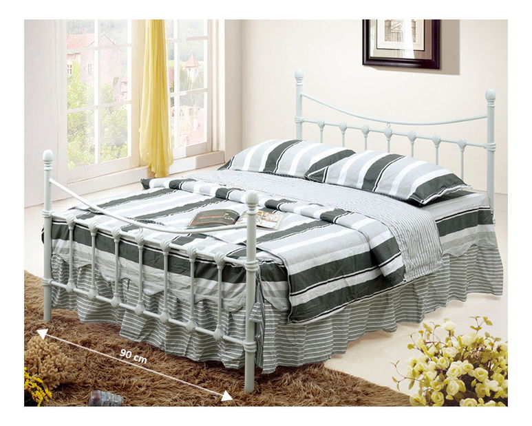 Jednolůžková postel 90 cm Nieves (s roštem) (bílá) *výprodej