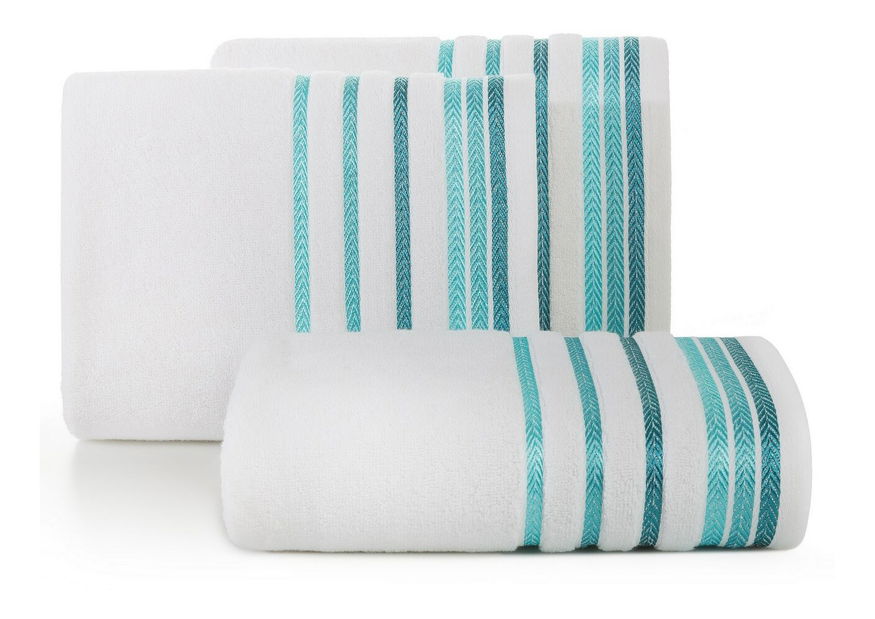 Ručník 140x70 cm Livia 14 (bílá + tyrkysová) (3 ks)