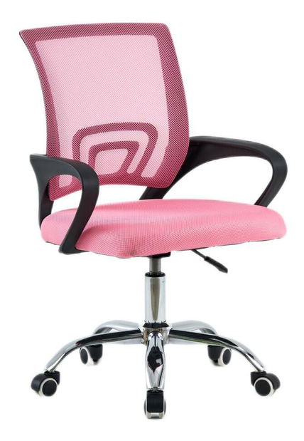 Kancelářská židle Declan (růžová + chromová)