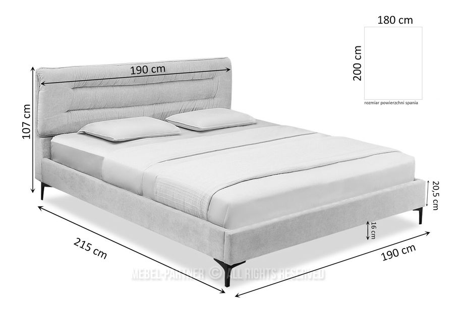 Manželská postel 180 cm Creame 180 (šedá + černá)