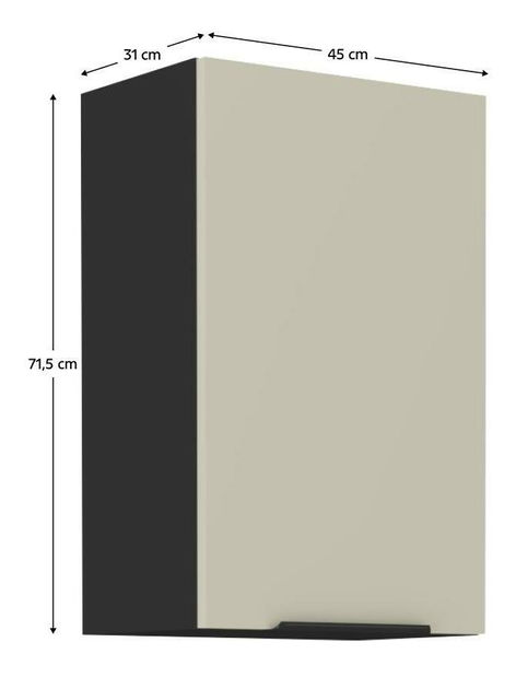 Horní kuchyňská skříňka Arikona 45 G 72 1F (kašmír + černá)