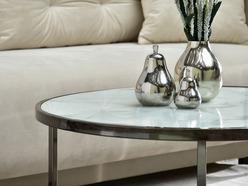 Konferenční stolek Natol (bílá + nikl)