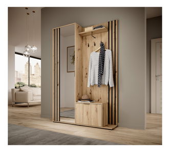 Šatní skříň Norris (dub artisan + černá)