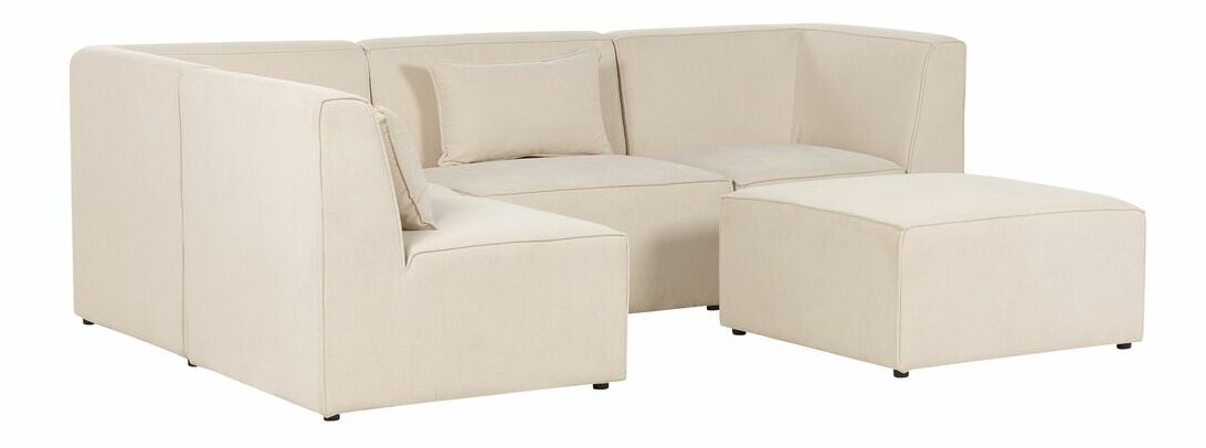 Rohová sedací souprava s taburetkou Lemia (béžový) (P)