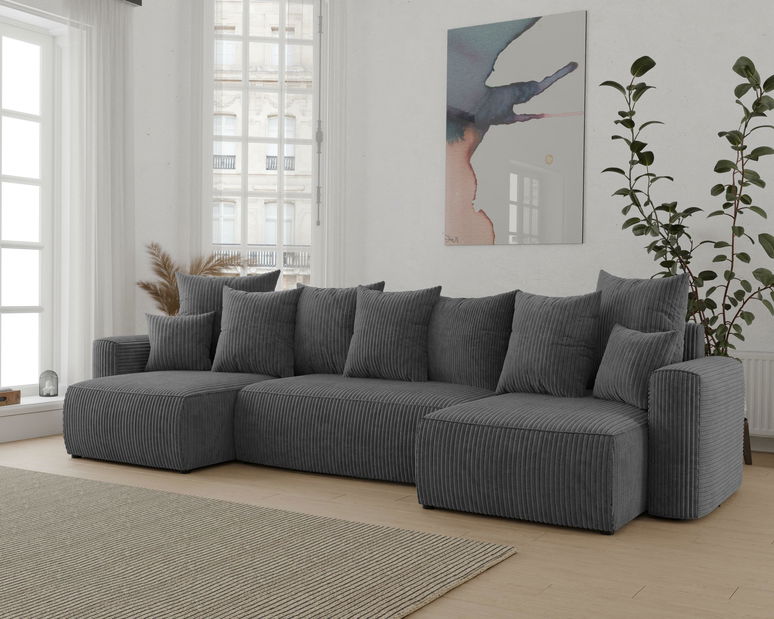 Rohová sedačka Denia U (tmavě šedá) (L)